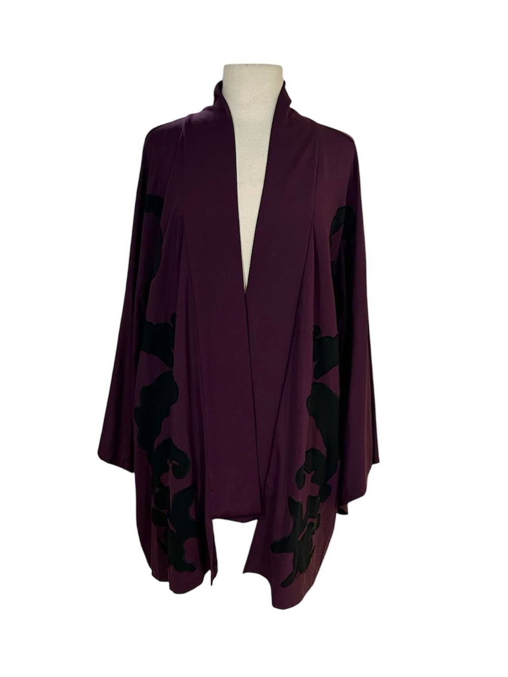 Natori NWT Jacket Kimono Style Purple Floral applique Beautiful Sz 2X